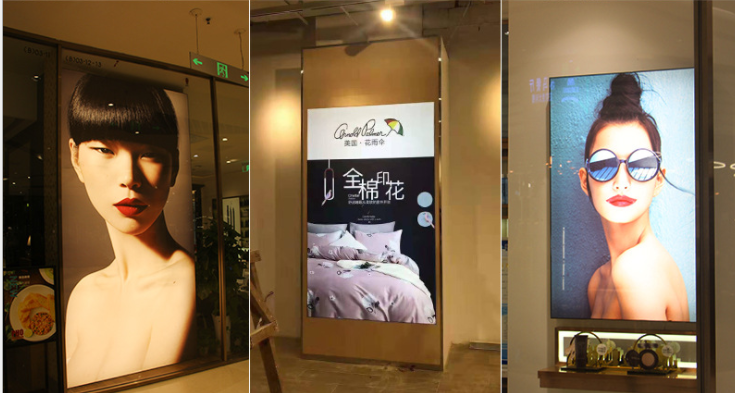 Backlit fabric poster light box display