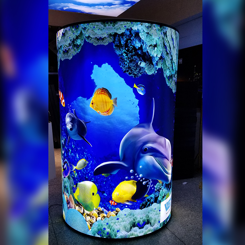 Custom cylindrical illuminated acrylic display